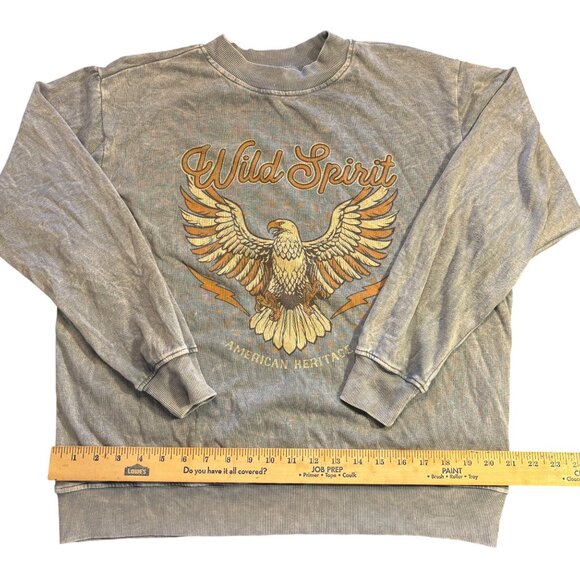 Hrt & Luv Wild Spirit Sweatshirt M Distressed Design American Heritage - Picture 7 of 12